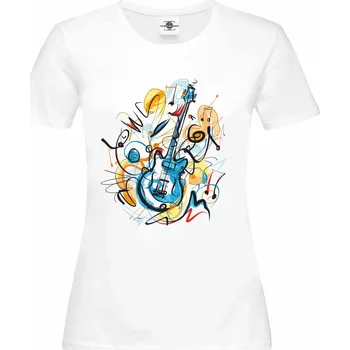 Dámské tričko Tričko Abstrakce kytary Druh: Dámské, Barva: Bílá, Velikost: M