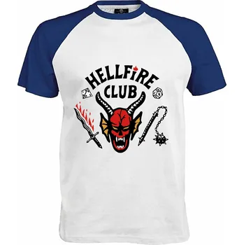 Pánské tričko Tričko Hellfire Club | Stranger Things Druh: Pánské, Barva: Royal | Bílá, Velikost: S
