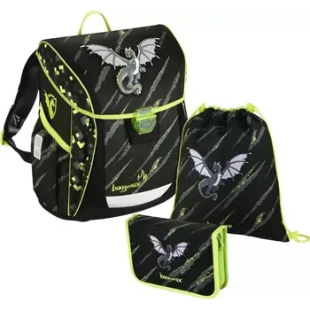 Set školních potřeb Školní aktovka - 3-dílný set, Baggymax Fabby Drak