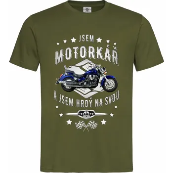 Pánská móda Tričko Jsem motorkář | Suzuki Intruder Druh: Pánské, Barva: Khaki, Velikost: M