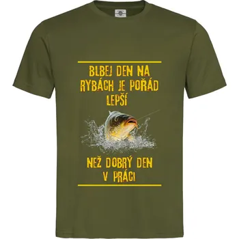 Pánská móda Tričko Blbej Den na Rybách Druh: Pánské, Barva: Khaki, Velikost: S