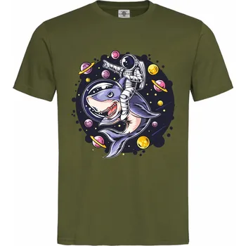 Pánská móda Tričko Kosmonaut na žralokovi Druh: Pánské, Barva: Khaki, Velikost: XL