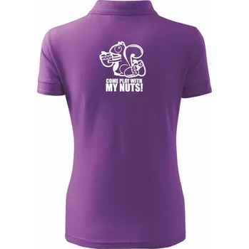 Veverka - Play with my nuts - Polokošile dámská Pique Polo - 3XL ( Fialová )