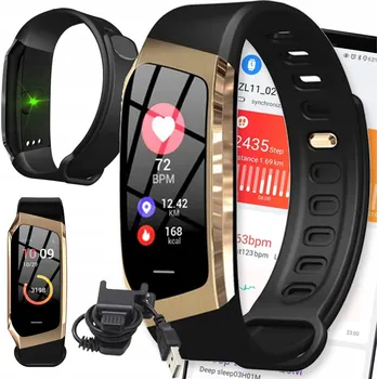 Hodinky Chytré Hodinky Active Band E18 s měřením krevního tlaku, voděodolné, upozornění na SMS – zlaté