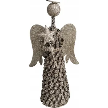 Obraz ANDĚL FIGURKA ANDÍLKA VÁNOČNÍ DEKORACE S BROKÁTEM