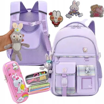 Školní batoh K&M s více přihrádkami fialový, vícebarevný