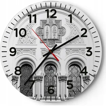 Hodiny Kuchyňské nástěnné hodiny 30x30 Architektura Moderní skleněné hodiny Tiché