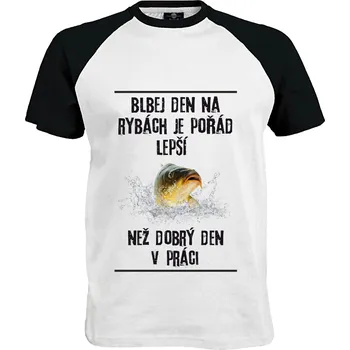Pánské tričko Tričko Blbej Den na Rybách Druh: Pánské, Barva: Černo | Bílá, Velikost: XL
