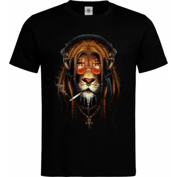 Pánské tričko Tričko Rasta Lion Druh: Pánské, Barva: Černá, Velikost: M