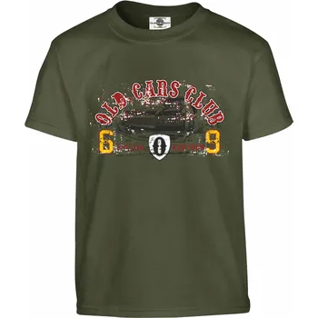 Pánské oblečení Tričko Old cars club Druh: Dětské, Barva: Khaki, Velikost: 158-XL