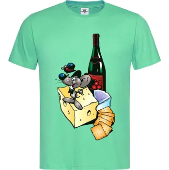 Pánské tričko Tričko Myšák s vínem Druh: Pánské, Barva: Světle Zelená, Velikost: S