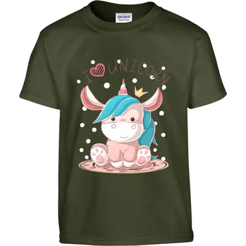Pánské tričko Tričko I love unicorn Druh: Dětské, Barva: Khaki, Velikost: 122-S