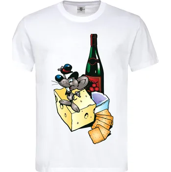 Pánské tričko Tričko Myšák s vínem Druh: Pánské, Barva: Bílá, Velikost: XL