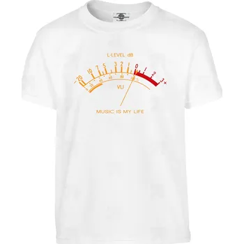 Pánské tričko Tričko Music is my life | VU Meter Druh: Dětské, Barva: Bílá, Velikost: 122-S