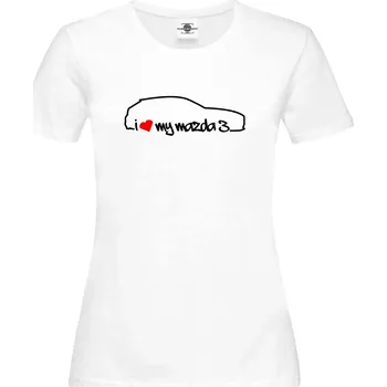 Pánské tričko Tričko I love my Mazda 3 Druh: Dámské, Barva: Bílá, Velikost: L