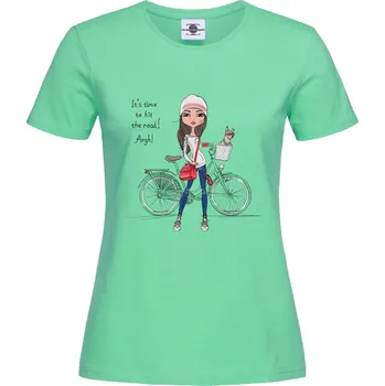 Dámské tričko Tričko Je čas vyrazit na cestu! Druh: Dámské, Barva: Světle Zelená, Velikost: M