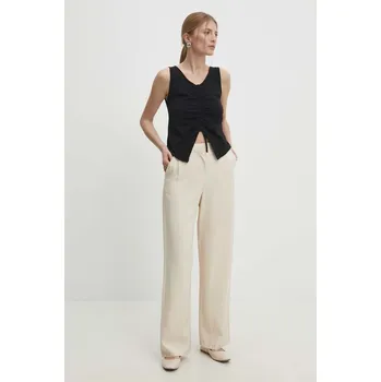 Dámské kalhoty Kalhoty Answear.LAB dámské, béžová barva, jednoduché, high waist 8078..td 80X, vel. M