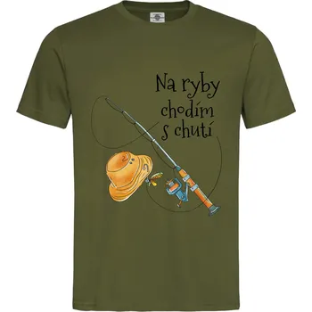 Pánské tričko Tričko Na ryby chodím s chutí Druh: Dětské, Barva: Khaki, Velikost: 158-XL