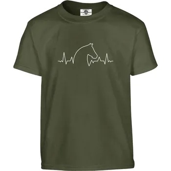 Pánské oblečení Tričko Tlukot srdce koně Druh: Dětské, Barva: Khaki, Velikost: 158-XL