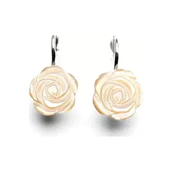 Náušnice Stříbrné náušnice růže přírodní perleť růžová - NK1183 v (Stříbrná růže z přírodní perleti 10 mm)
