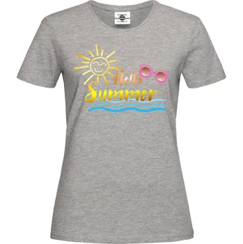 Dámské tričko Tričko Hello Summer Druh: Dámské, Barva: Šedá, Velikost: L