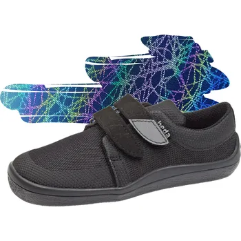 Dívčí polobotky Barefoot textilní tenisky DAISY černé (BF 0001/ST/W/O/D/ST), Beda Barefoot Velikost: 30