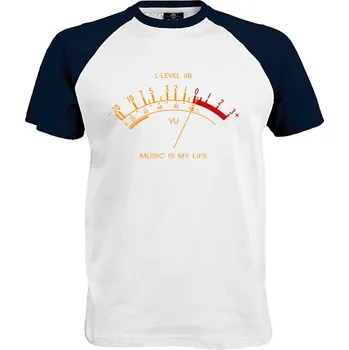 Pánské tričko Tričko Music is my life | VU Meter Druh: Pánské, Barva: Navy | Bílá, Velikost: S