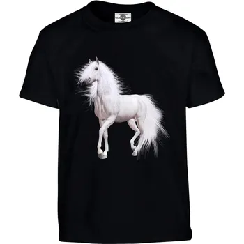 Pánské tričko Tričko Bílý kůň Druh: Dětské, Barva: Černá, Velikost: 122-S
