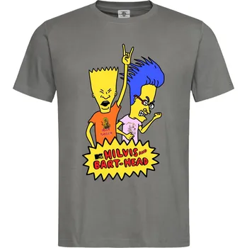 Pánské tričko Tričko Milvis And Bart-Head Druh: Pánské, Barva: Břidlice, Velikost: M