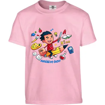 Pánské tričko Tričko Hurá do školy Druh: Dětské, Barva: Růžová, Velikost: 146-L