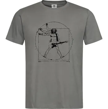 Pánské tričko Tričko Vitruviánský muž s kytarou Druh: Pánské, Barva: Břidlice, Velikost: S