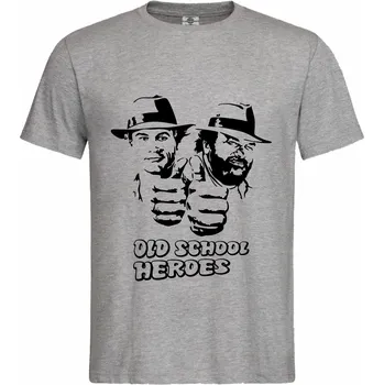 Pánské tričko Tričko Old School Heroes Druh: Pánské, Barva: Šedá, Velikost: M