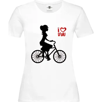 Dámské tričko Tričko Miluji jízdu na kole Druh: Dámské, Barva: Bílá, Velikost: S