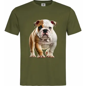 Pánská móda Tričko Anglický buldok Druh: Pánské, Barva: Khaki, Velikost: XL