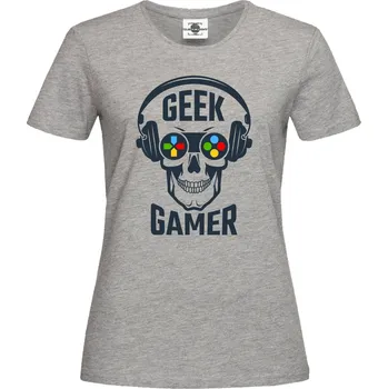 Pánské tričko Tričko Geek Gamer Druh: Dámské, Barva: Šedá, Velikost: L