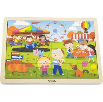 Dřevěná hračka Viga puzzle roční období podzim