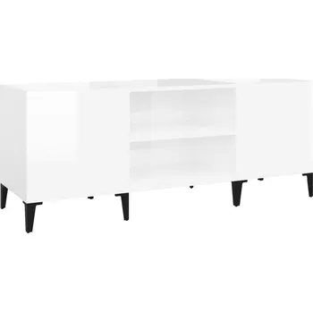 Koupelnový nábytek Skříňka na gramofonové desky, vysoký lesk, bílá, 121x38x48 cm