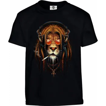 Chlapecké tričko Tričko Rasta Lion Druh: Dětské, Barva: Černá, Velikost: 146-L