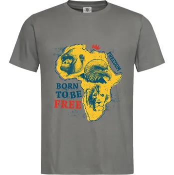 Pánské tričko Born to be free | Narozen jako svobodný Druh: Pánské, Barva: Břidlice, Velikost: S