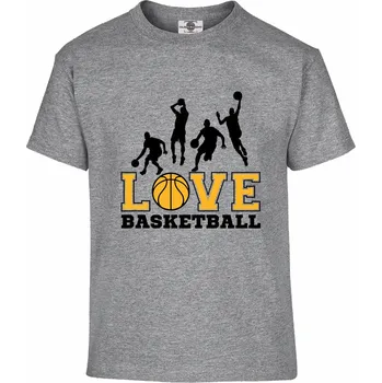 Pánské tričko Tričko Love basketball Druh: Dětské, Barva: Šedá, Velikost: 122-S