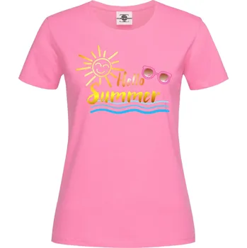 Dámské tričko Tričko Hello Summer Druh: Dámské, Barva: Růžová, Velikost: M