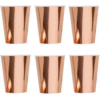 Party nádobí Partydeco Papírové kelímky 220 ml 6 kusů růžové zlato