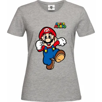 Dámské tričko Tričko Super Mario Druh: Dámské, Barva: Šedá, Velikost: S