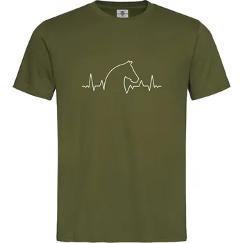 Pánské tričko Tričko Tlukot srdce koně Druh: Pánské, Barva: Khaki, Velikost: M