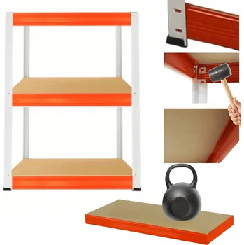 Dílenský regál Kovový regál do skladu a dílny HELIOS 90x30x30 cm, 3 police, nosnost 175 kg, ROBUSTNÍ