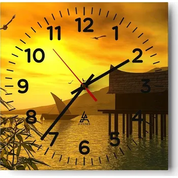 Hodiny Kuchyňské nástěnné hodiny 30x30 Krajina Skleněné hodiny do obýváku Moderní Tiché