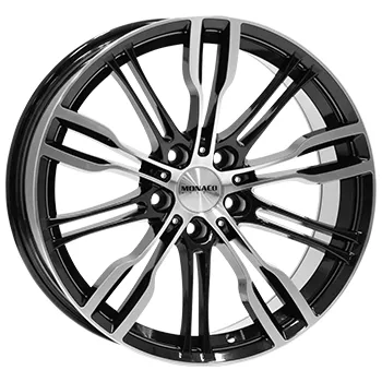 Alu kolo Alu kola MONACO WHEELS GP8, 19x8 5x112 ET45, černá lesklá + leštění (zátěžová)