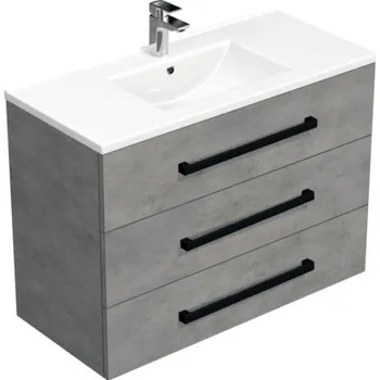 Koupelnový nábytek Koupelnová skříňka s černou úchytkou a umyvadlem SAT Cube Way 100x76,5x46 cm beton mat CUBE46C1003BEMOD