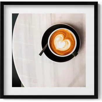 Obraz Dekorativní obraz v rámu do obýváku Šálek kávy se srdíčkem 50x50 cm