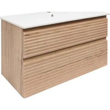 Koupelnový nábytek Koupelnová skříňka 2 zásuvková s umyvadlem Naturel Savona 98x53x44,8 cm dub Halifax mat SAVONA2100DH